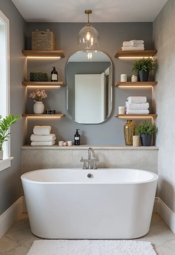 25+ Ensuite Bathroom Ideas for a Luxurious Retreat 22 25+ Ensuite Bathroom Ideas for a Luxurious Retreat - 22. Open Shelving