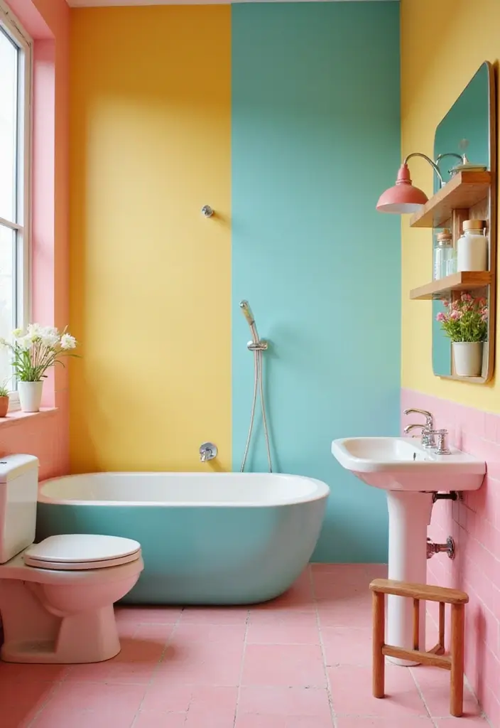 25+ Funky Bathroom Ideas Full of Personality - 14. Playful Color Palettes