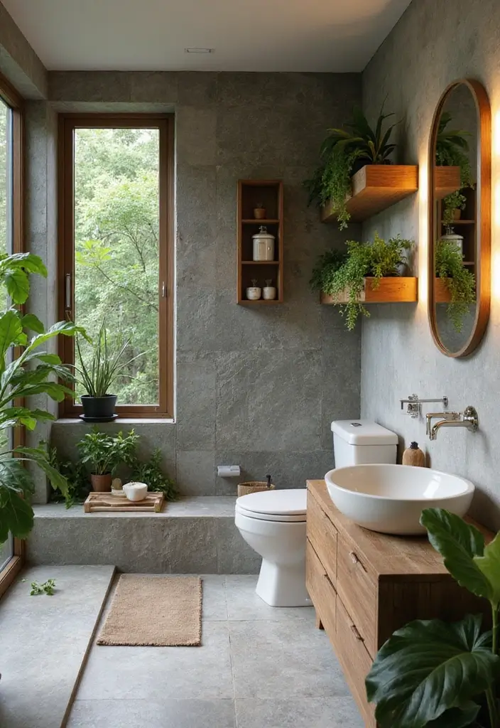25+ Funky Bathroom Ideas Full of Personality - 18. Nature-Inspired Decor