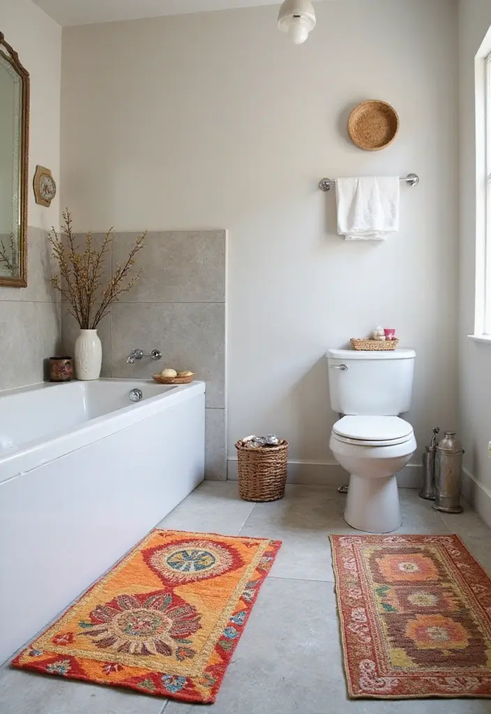 25+ Funky Bathroom Ideas Full of Personality - 24. Artistic Placemats