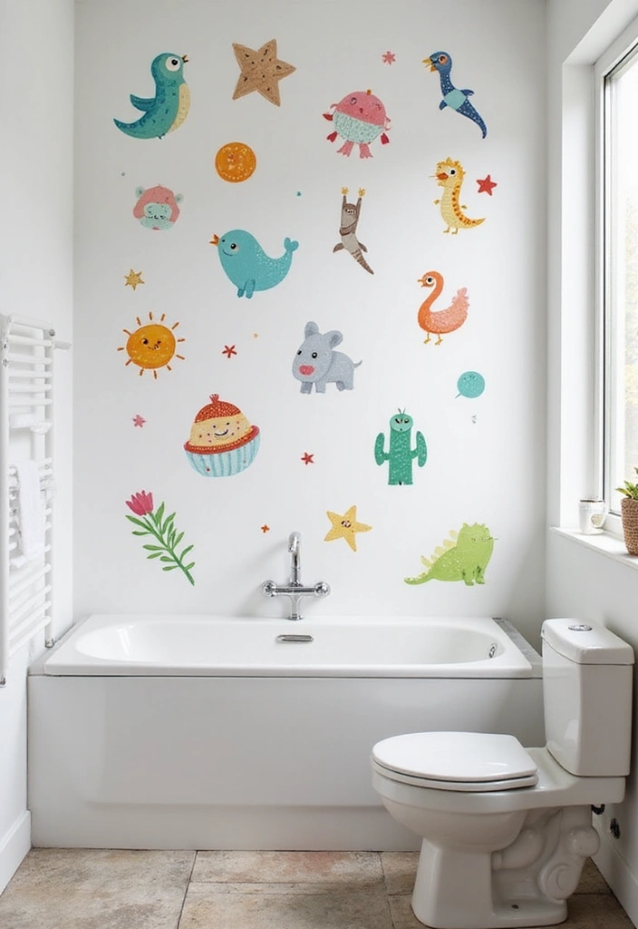 25+ Funky Bathroom Ideas Full of Personality - 25. Fun Wall Decals