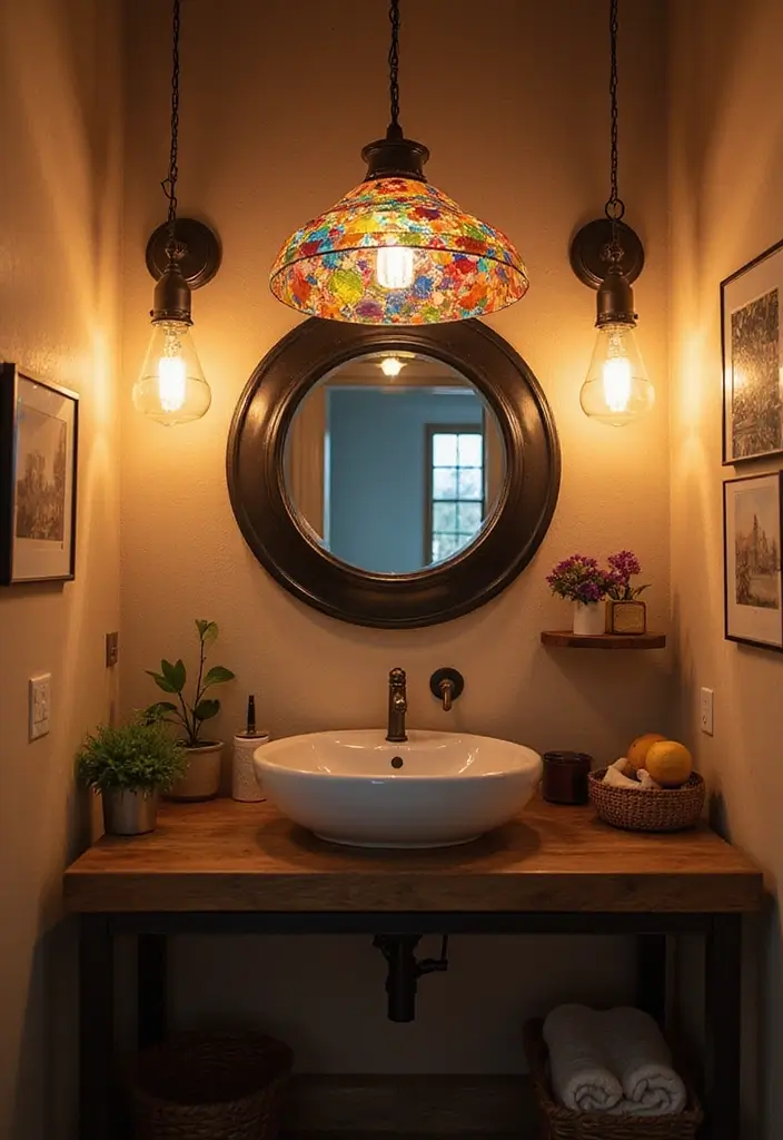 25+ Funky Bathroom Ideas Full of Personality - 5. Funky Lighting Fixtures