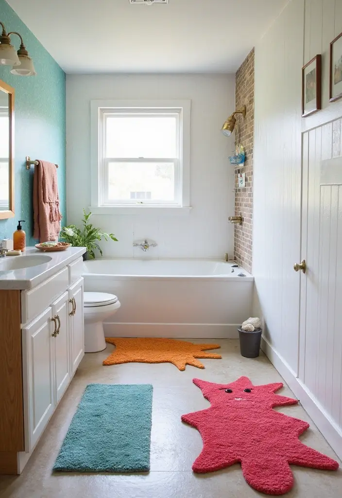 25+ Funky Bathroom Ideas Full of Personality - 9. Whimsical Bathroom Rugs
