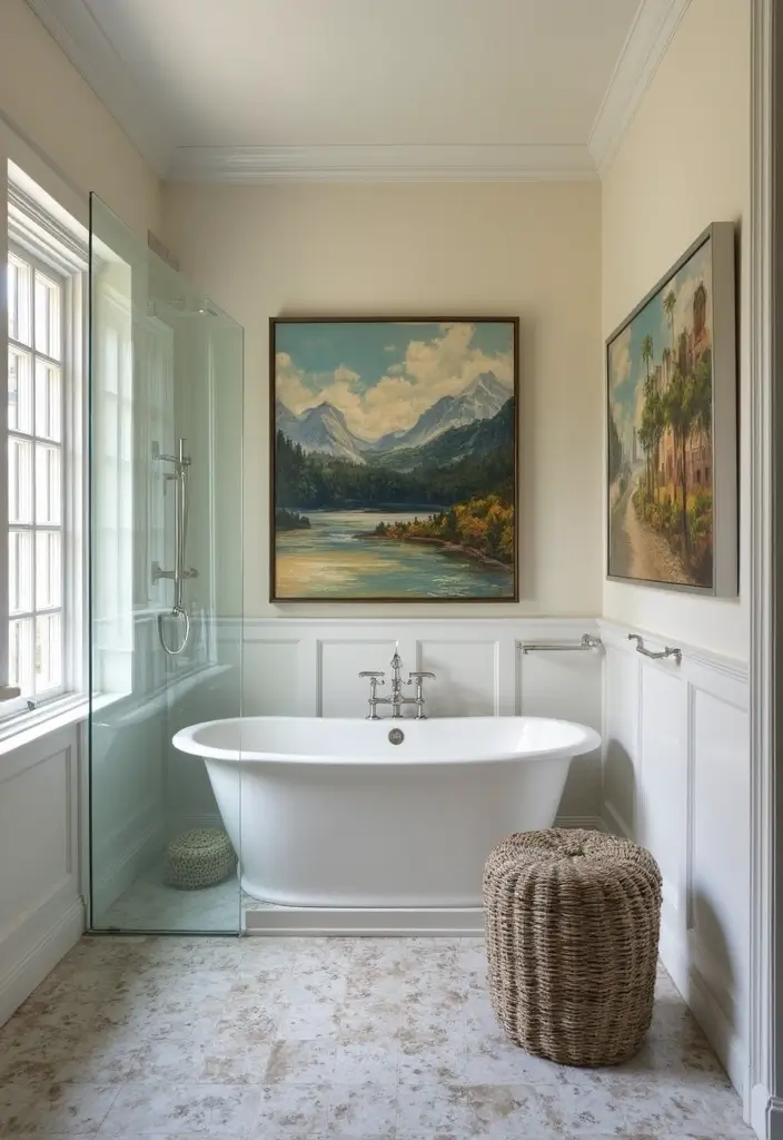 25+ Master Bathroom Remodel Ideas That Inspire 25 25+ Master Bathroom Remodel Ideas That Inspire - 25. Inspiring Artwork