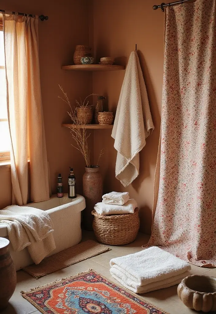 25+ Moroccan Bathroom Ideas Full of Character 10 25+ Moroccan Bathroom Ideas Full of Character - 10. Cozy Textiles