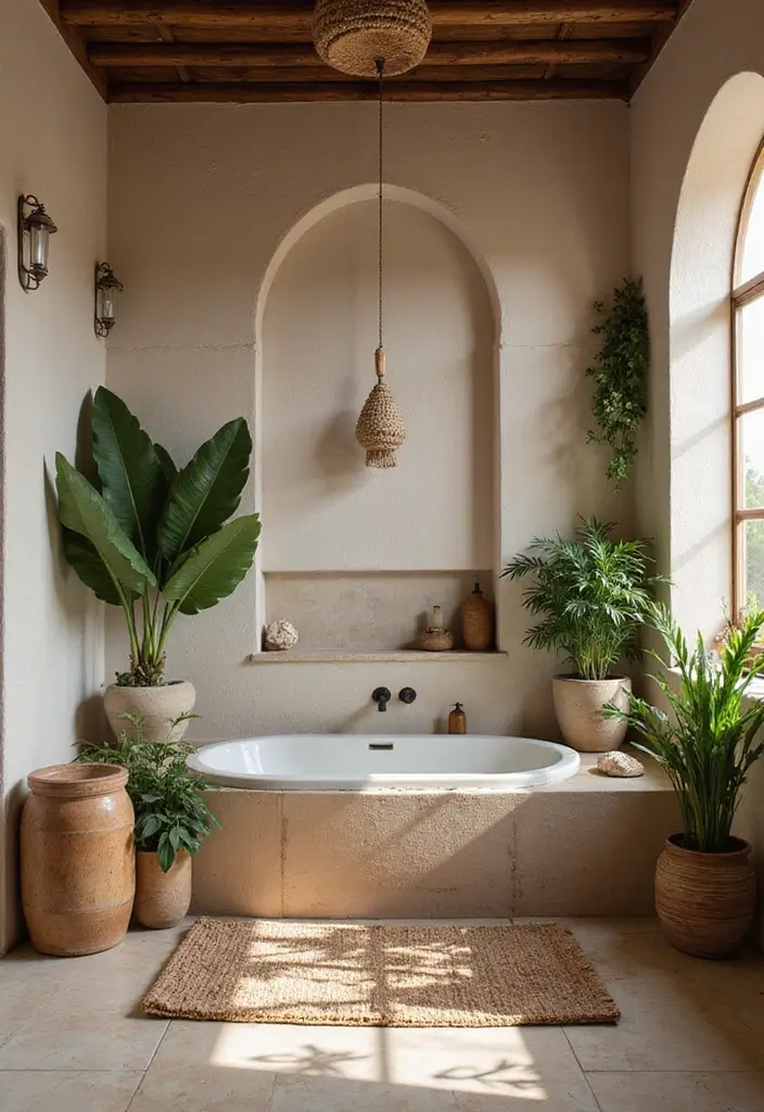 25+ Moroccan Bathroom Ideas Full of Character 12 25+ Moroccan Bathroom Ideas Full of Character - 12. Nature-Inspired Elements