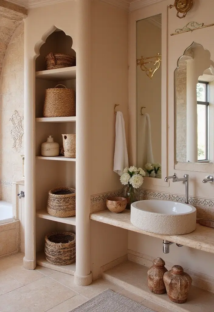 25+ Moroccan Bathroom Ideas Full of Character 17 25+ Moroccan Bathroom Ideas Full of Character - 17. Customized Storage Solutions