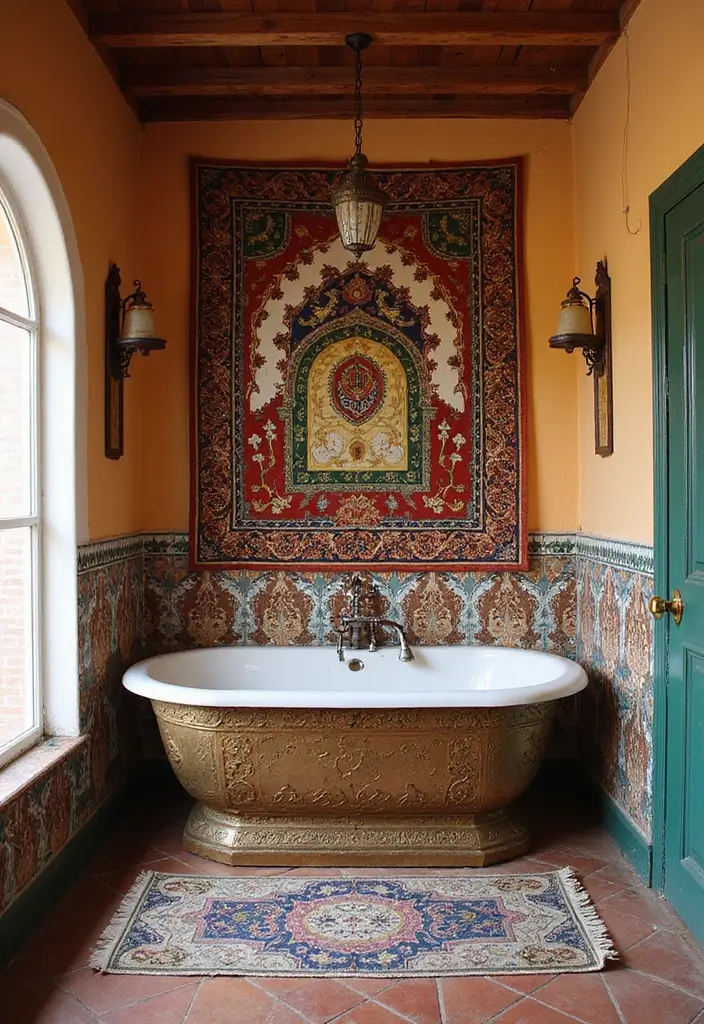 25+ Moroccan Bathroom Ideas Full of Character 19 25+ Moroccan Bathroom Ideas Full of Character - 19. Cultural Artwork