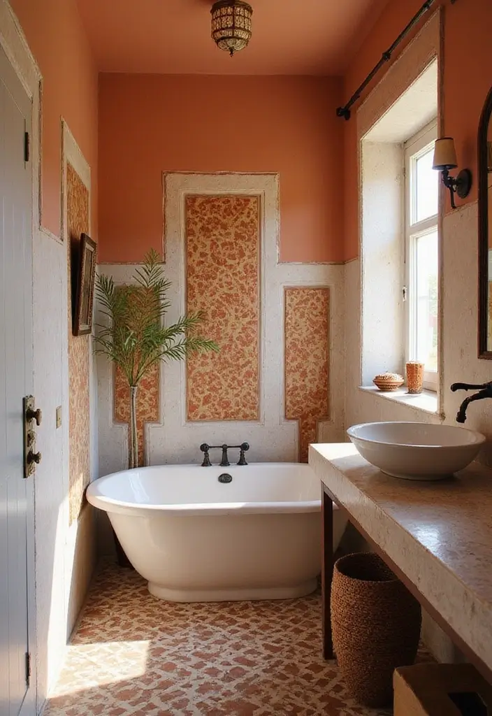 25+ Moroccan Bathroom Ideas Full of Character 21 25+ Moroccan Bathroom Ideas Full of Character - 21. Creative Wall Treatments
