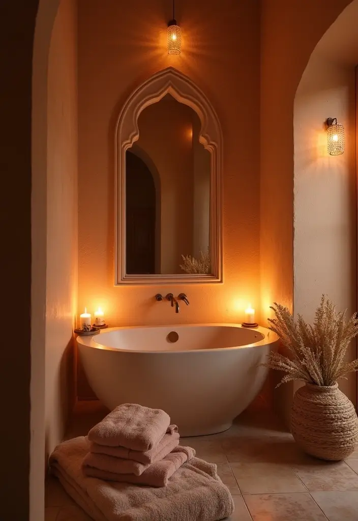 25+ Moroccan Bathroom Ideas Full of Character 22 25+ Moroccan Bathroom Ideas Full of Character - 22. Soft Ambient Touches
