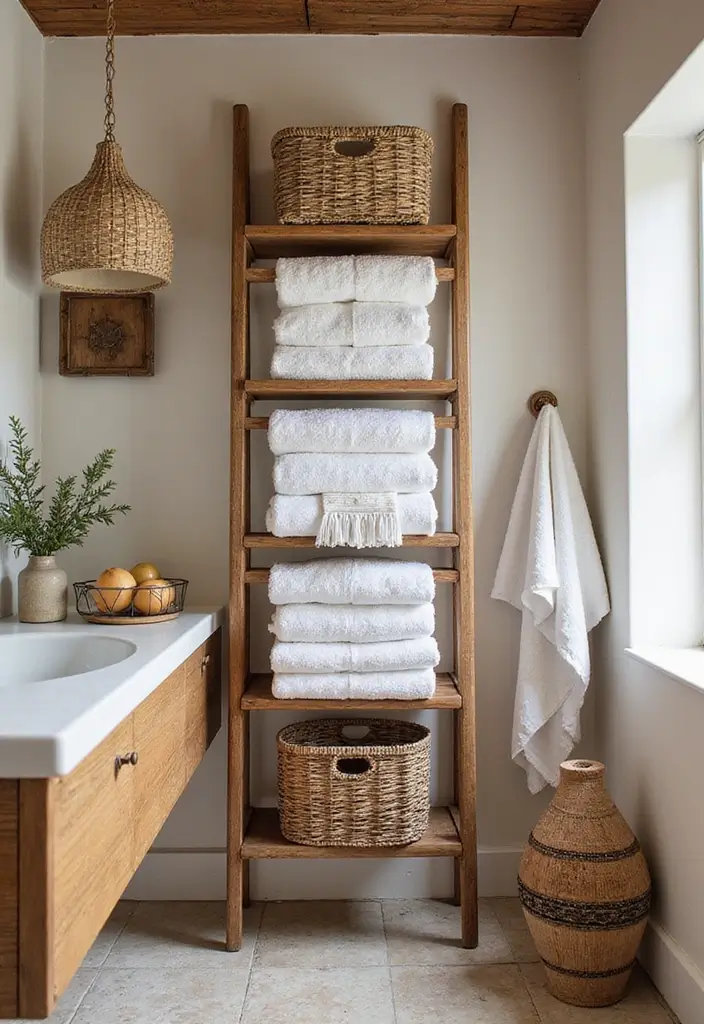 25+ Moroccan Bathroom Ideas Full of Character 23 25+ Moroccan Bathroom Ideas Full of Character - 23. Stylish Towel Storage