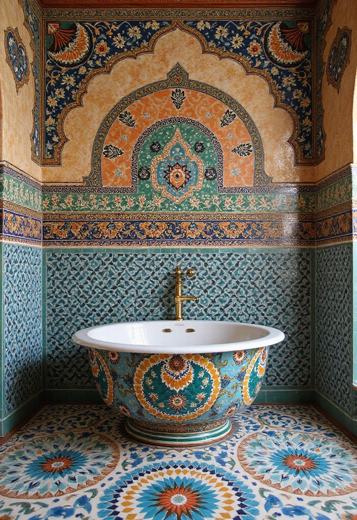 25+ Moroccan Bathroom Ideas Full of Character 8 25+ Moroccan Bathroom Ideas Full of Character - 8. Mosaic Magic