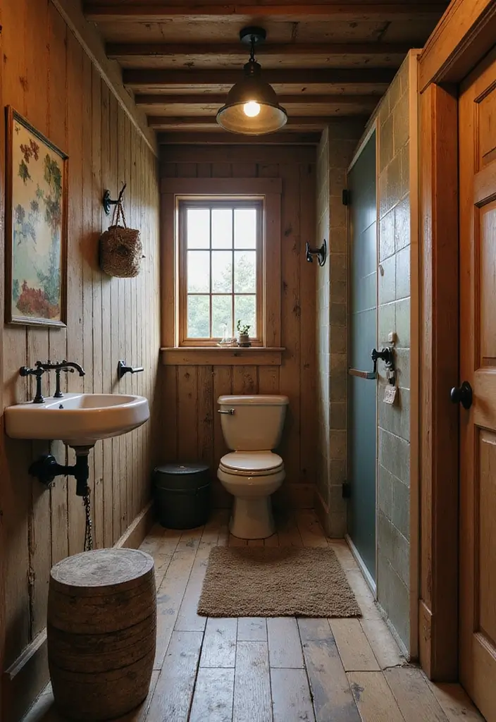 25+ Outhouse Bathroom Ideas with Rustic Charm 18 25+ Outhouse Bathroom Ideas with Rustic Charm - 18. Rustic Charm with Modern Conveniences