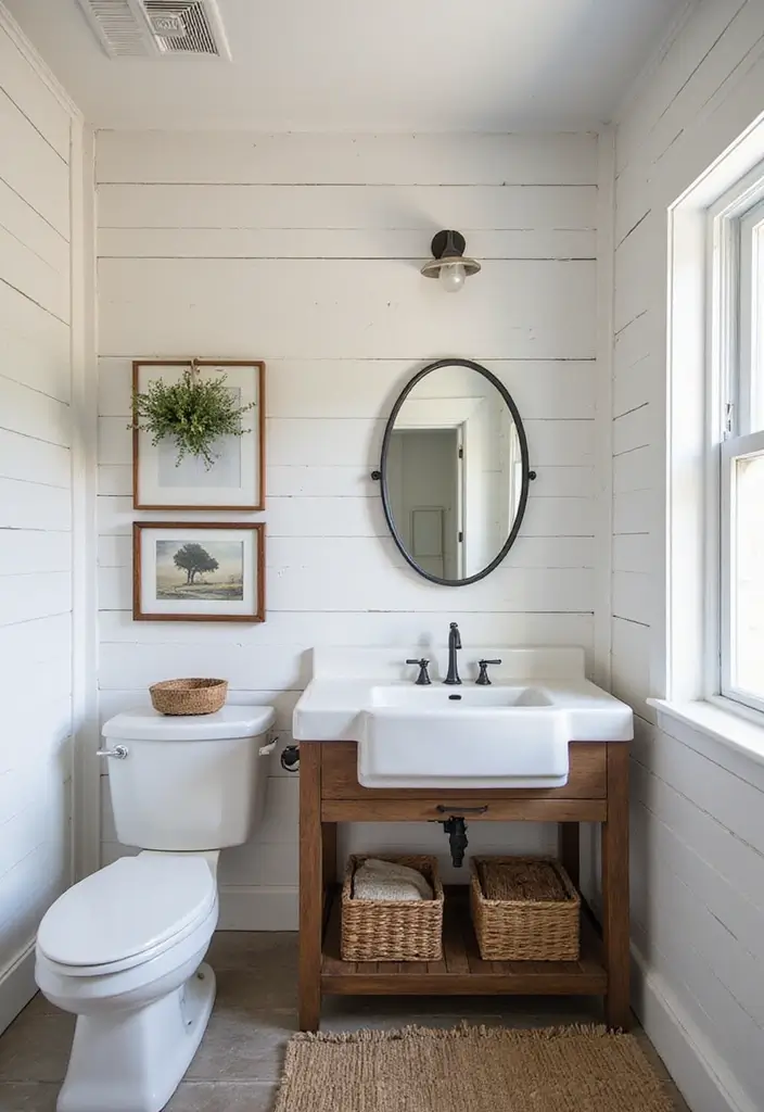 25+ Outhouse Bathroom Ideas with Rustic Charm 2 25+ Outhouse Bathroom Ideas with Rustic Charm - 2. Farmhouse Style Elegance