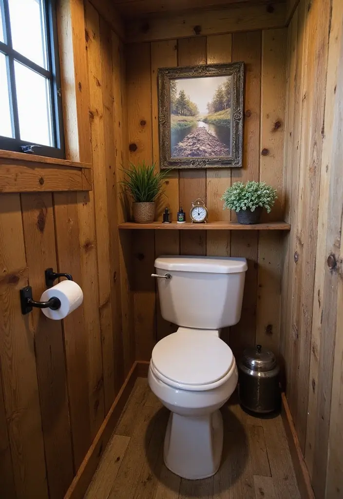 25+ Outhouse Bathroom Ideas with Rustic Charm 21 25+ Outhouse Bathroom Ideas with Rustic Charm - 21. Custom Artwork and Personal Touches