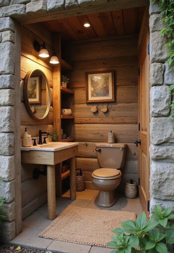 25+ Outhouse Bathroom Ideas with Rustic Charm 22 25+ Outhouse Bathroom Ideas with Rustic Charm - 22. Nature-Inspired Themes