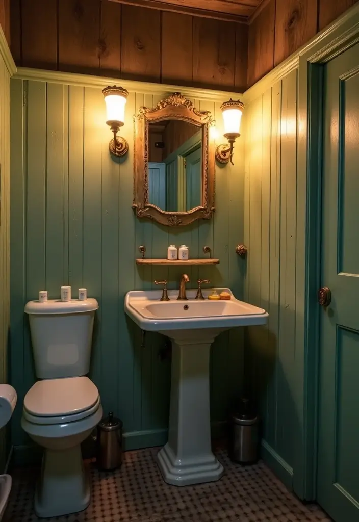 25+ Outhouse Bathroom Ideas with Rustic Charm 3 25+ Outhouse Bathroom Ideas with Rustic Charm - 3. Vintage Fixtures Showcase