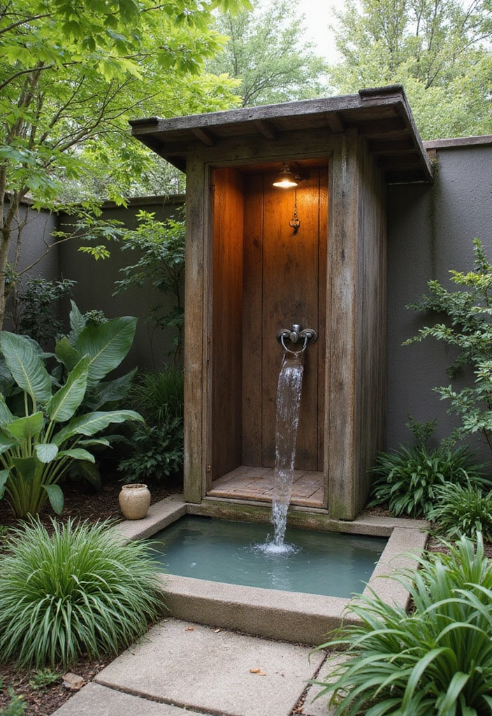 25+ Outhouse Bathroom Ideas with Rustic Charm 9 25+ Outhouse Bathroom Ideas with Rustic Charm - 9. Flowing Water Features