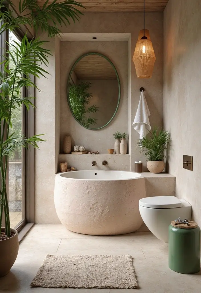 25+ Pink and Green Bathroom Ideas That Pop - 21. Incorporate Natural Elements
