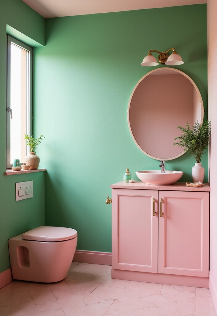 25+ Pink and Green Bathroom Ideas That Pop - 23. Versatile Green and Pink Color Combination