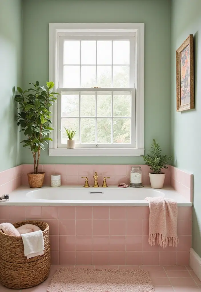 25+ Pink and Green Bathroom Ideas That Pop - 24. Seasonal Decor Changes