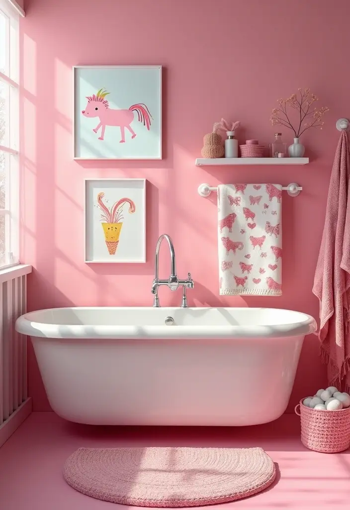 25+ Pink and Green Bathroom Ideas That Pop - 4. Fun Pink Bathroom Decor