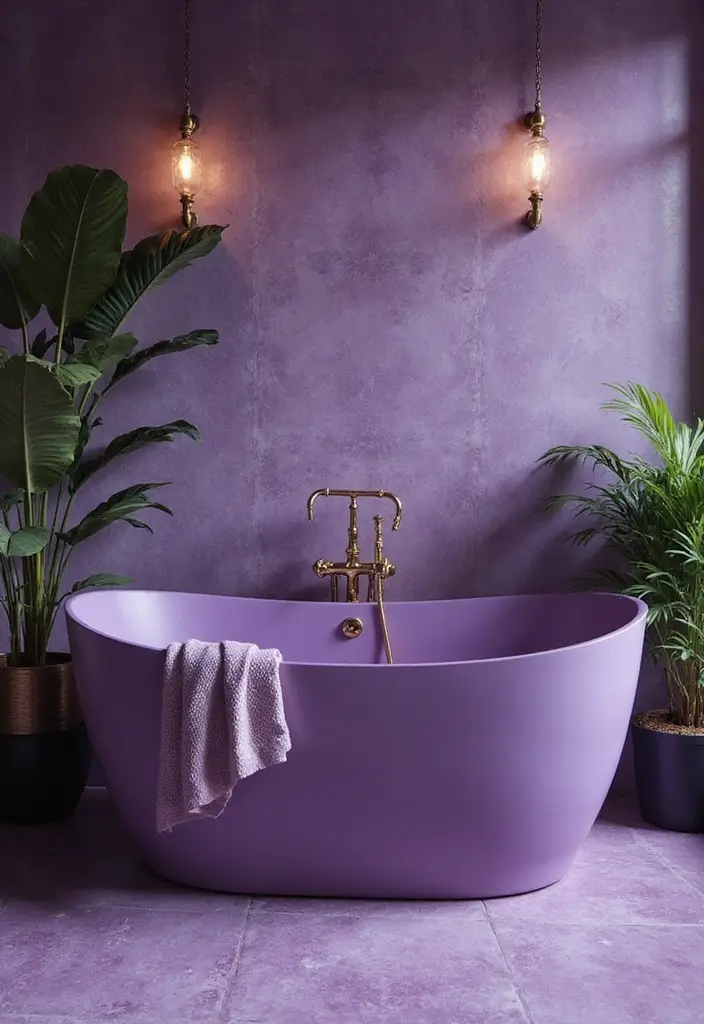 25+ Purple Bathroom Ideas That Feel Unique 10 25+ Purple Bathroom Ideas That Feel Unique - 10. Statement Bathtubs in Purple