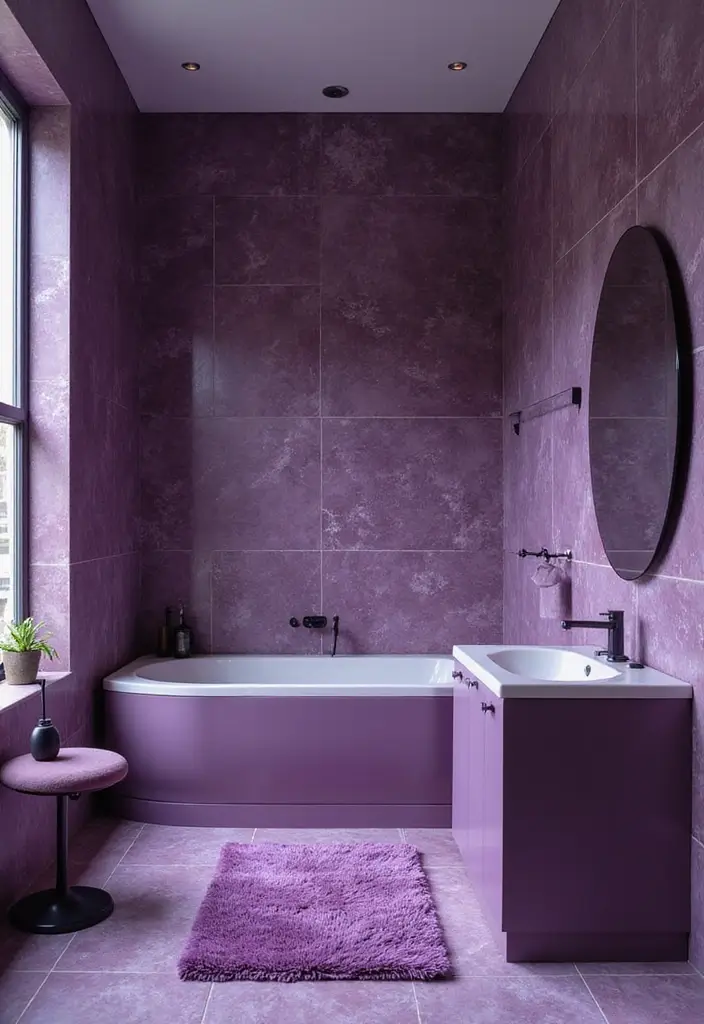 25+ Purple Bathroom Ideas That Feel Unique 11 25+ Purple Bathroom Ideas That Feel Unique - 11. Monochromatic Purple Schemes