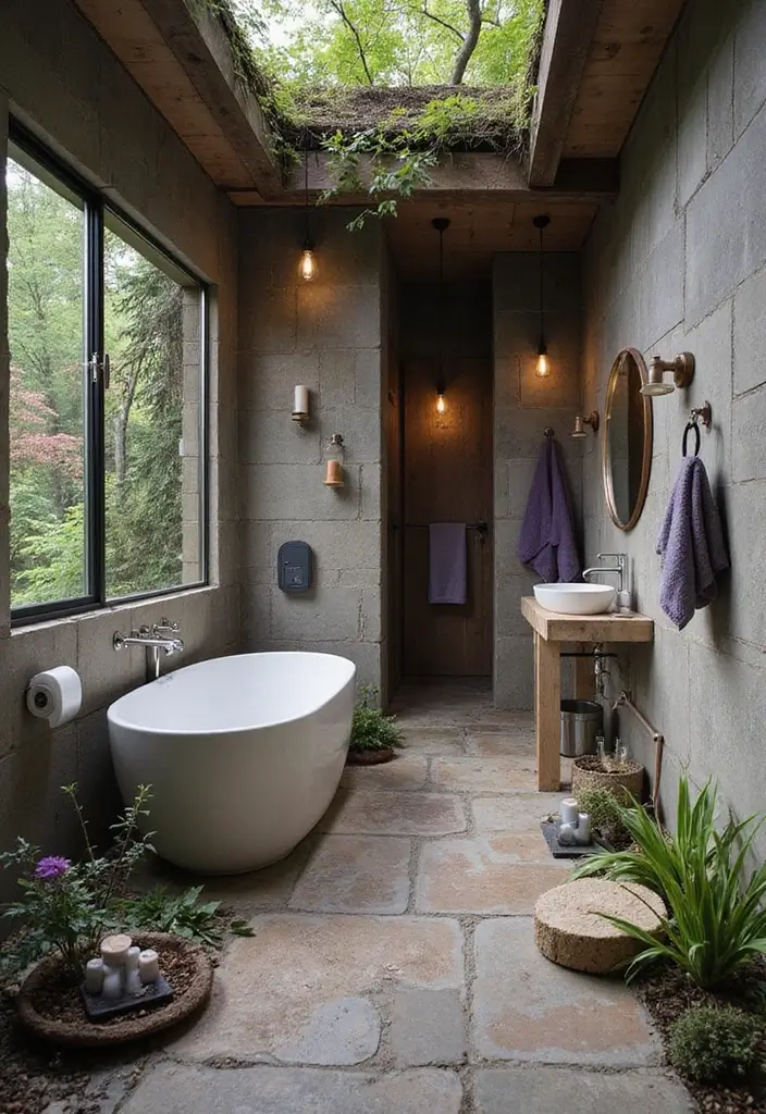25+ Purple Bathroom Ideas That Feel Unique 25 25+ Purple Bathroom Ideas That Feel Unique - 25. Outdoor-Inspired Purple Designs