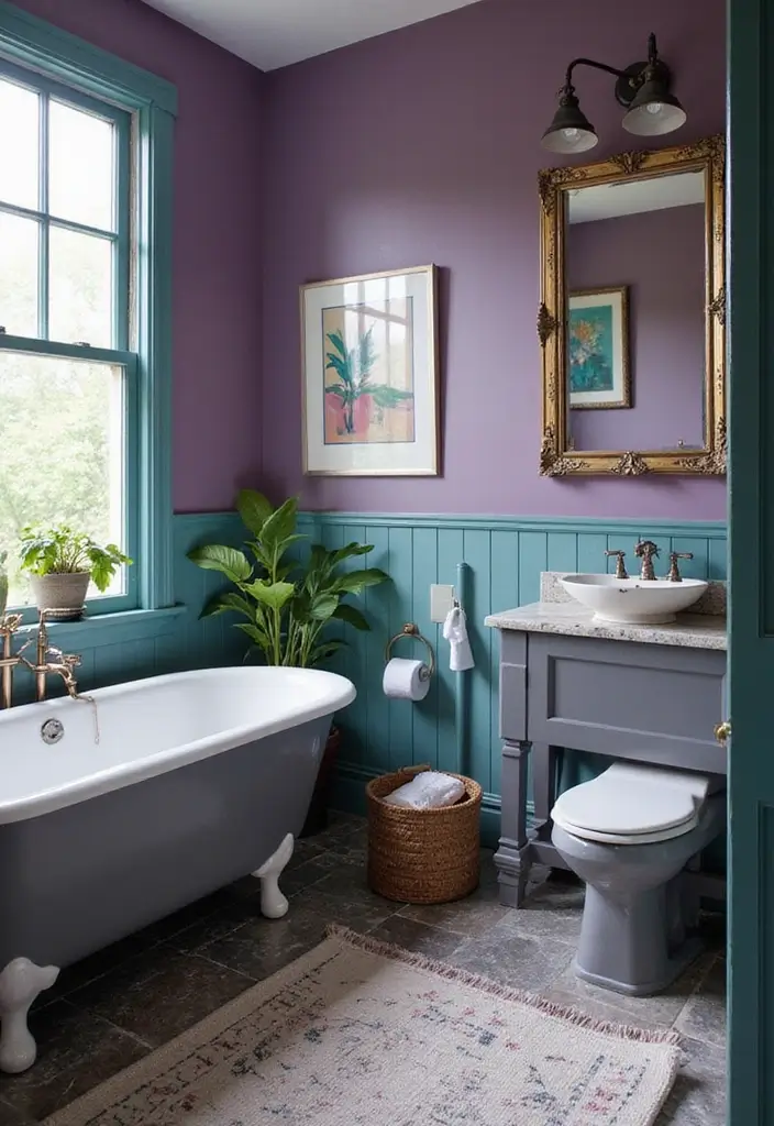 25+ Purple Bathroom Ideas That Feel Unique 3 25+ Purple Bathroom Ideas That Feel Unique - 3. Unique Bathroom Color Schemes