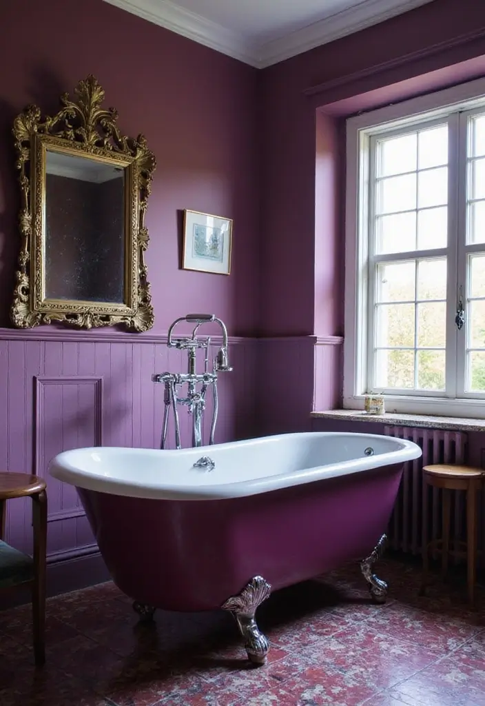 25+ Purple Bathroom Ideas That Feel Unique 7 25+ Purple Bathroom Ideas That Feel Unique - 7. Vintage Touches in Purple