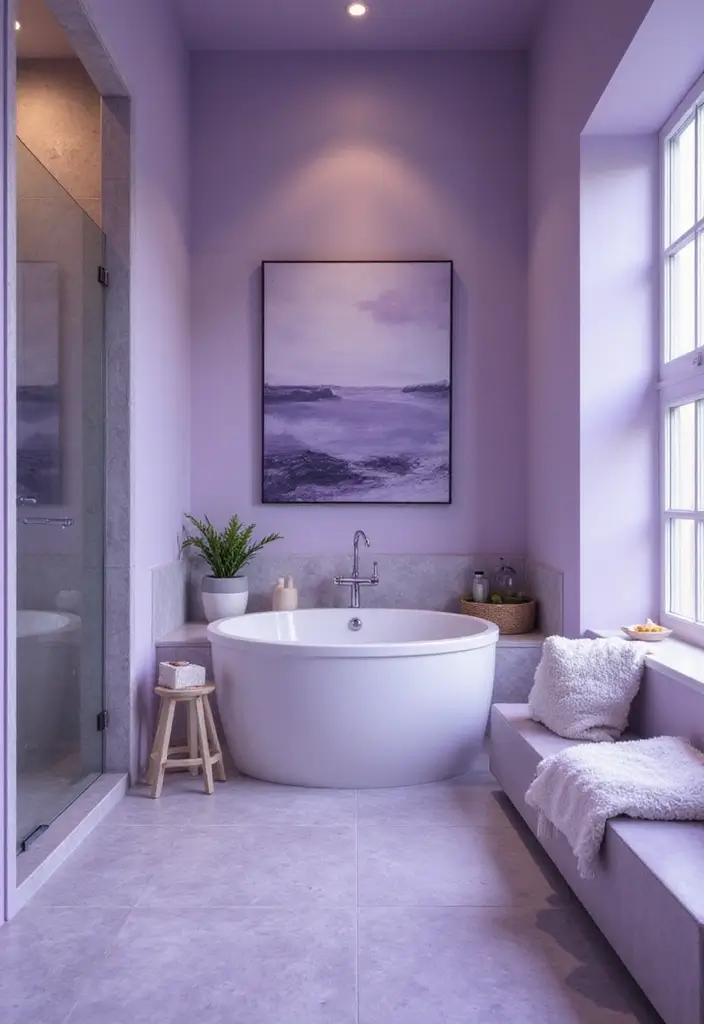 25+ Purple Bathroom Ideas That Feel Unique 8 25+ Purple Bathroom Ideas That Feel Unique - 8. Spa-Like Purple Retreat