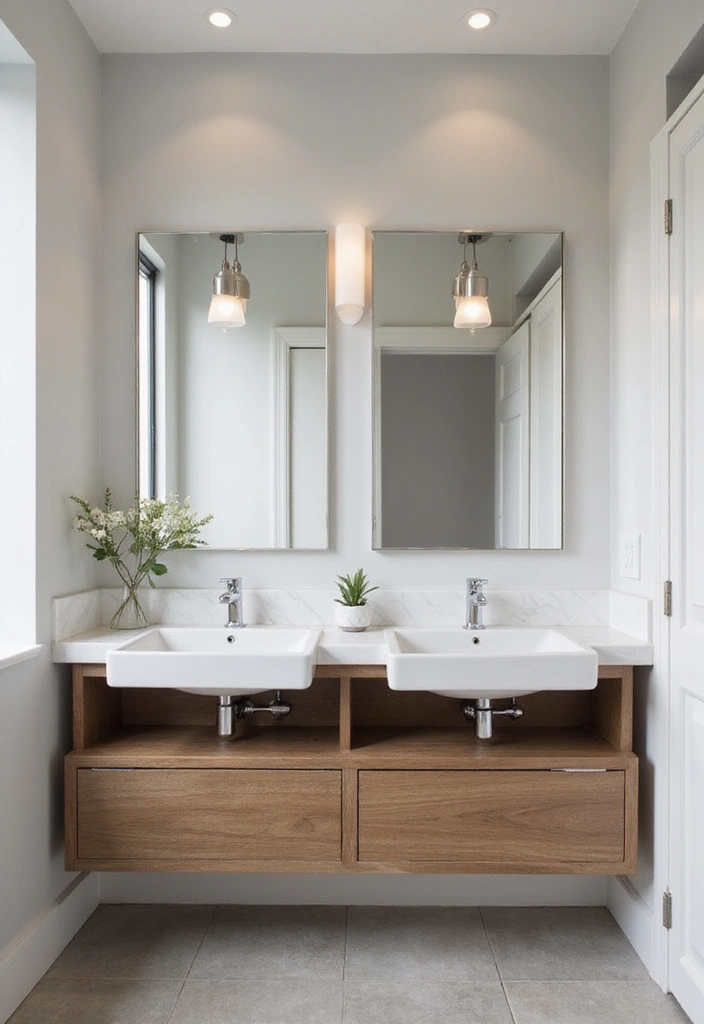 25+ Small Bathroom Vanity Ideas for Every Style 5 25+ Small Bathroom Vanity Ideas for Every Style - 5. Dual Sink Space-Saver