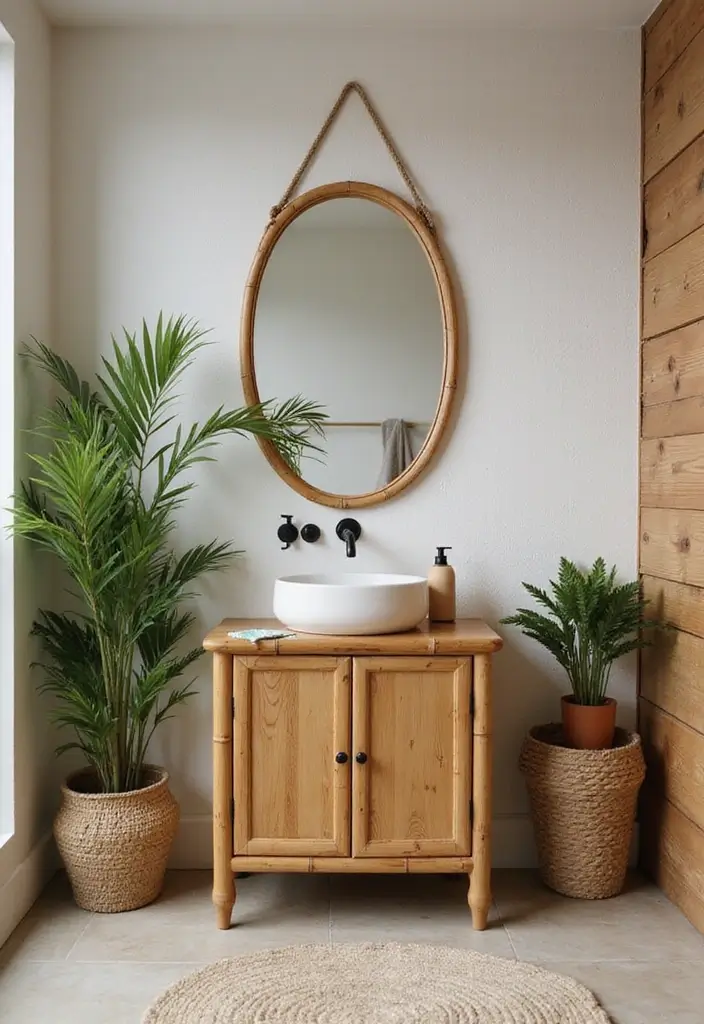 25+ Small Bathroom Vanity Ideas for Every Style 6 25+ Small Bathroom Vanity Ideas for Every Style - 6. Eco-Friendly Bamboo Vanity