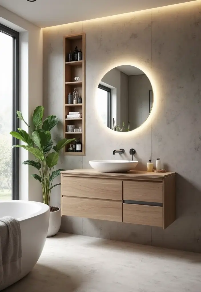 25+ Small Bathroom Vanity Ideas for Every Style 9 25+ Small Bathroom Vanity Ideas for Every Style - 9. Integrated Storage Vanity