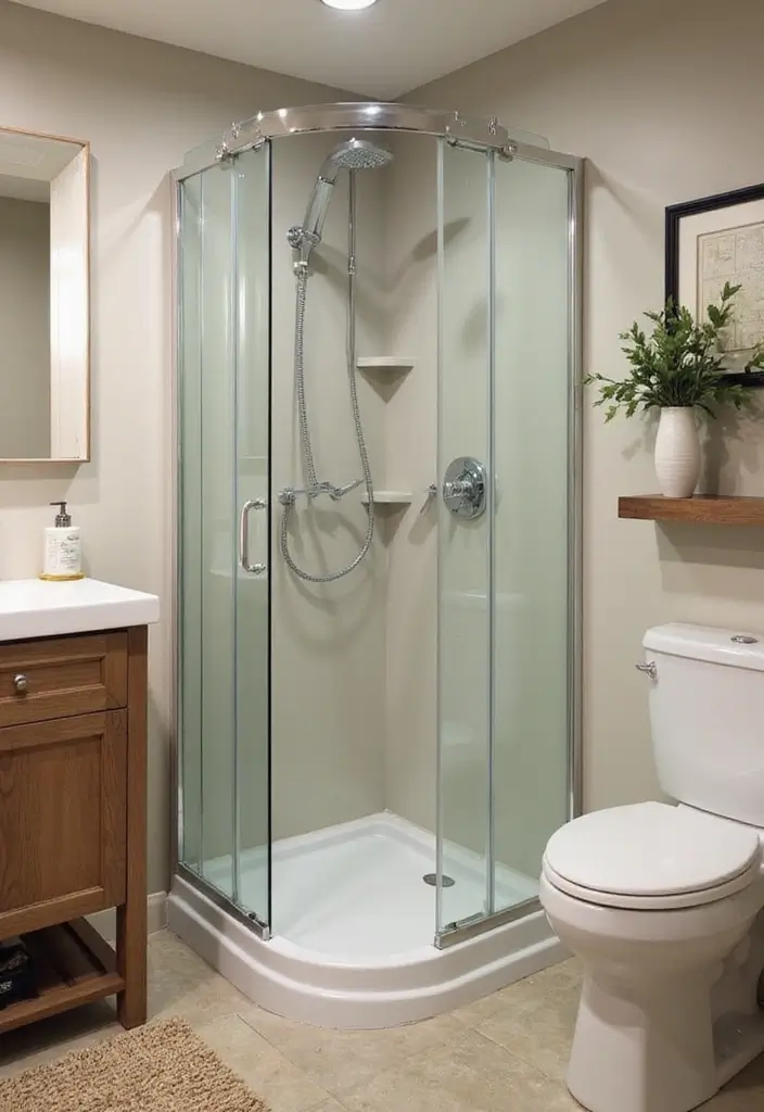 25+ Small Bathroom with Shower Ideas That Save Space 1 25+ Small Bathroom with Shower Ideas That Save Space - 1. Compact Corner Showers