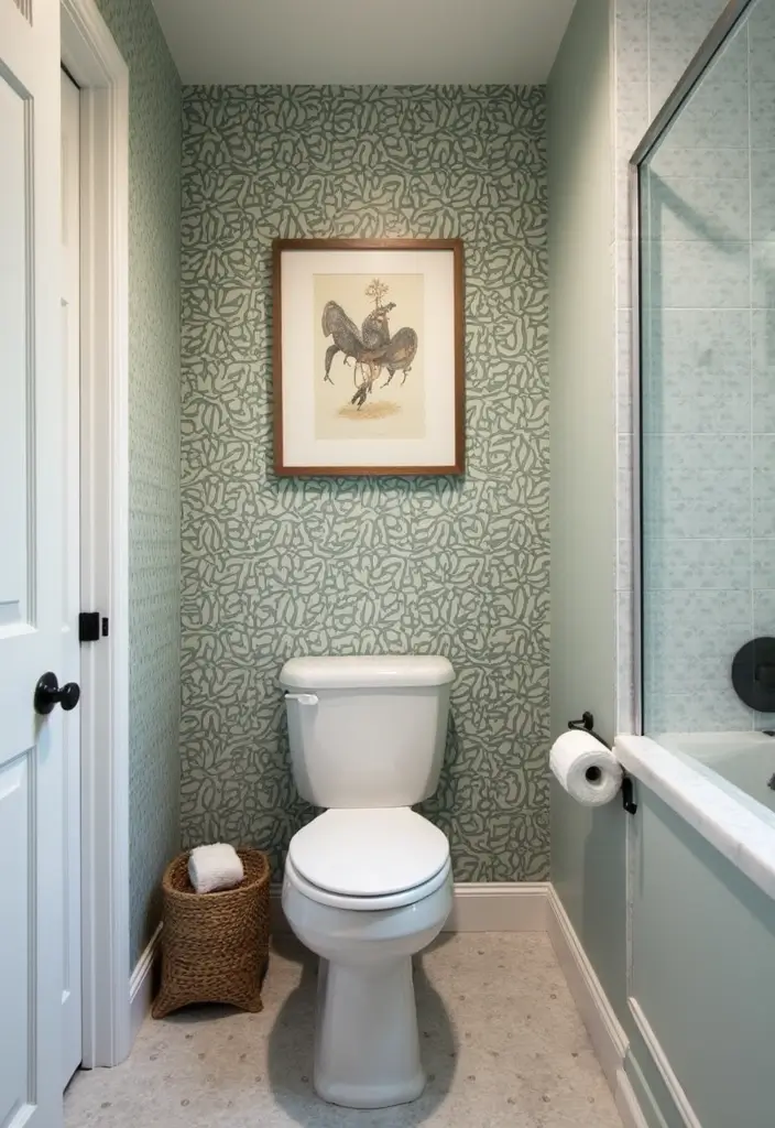 25+ Small Bathroom with Shower Ideas That Save Space 19 25+ Small Bathroom with Shower Ideas That Save Space - 19. Clever Use of Wallpaper