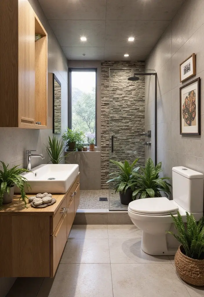 25+ Small Bathroom with Shower Ideas That Save Space 8 25+ Small Bathroom with Shower Ideas That Save Space - 8. Nature-Inspired Decor