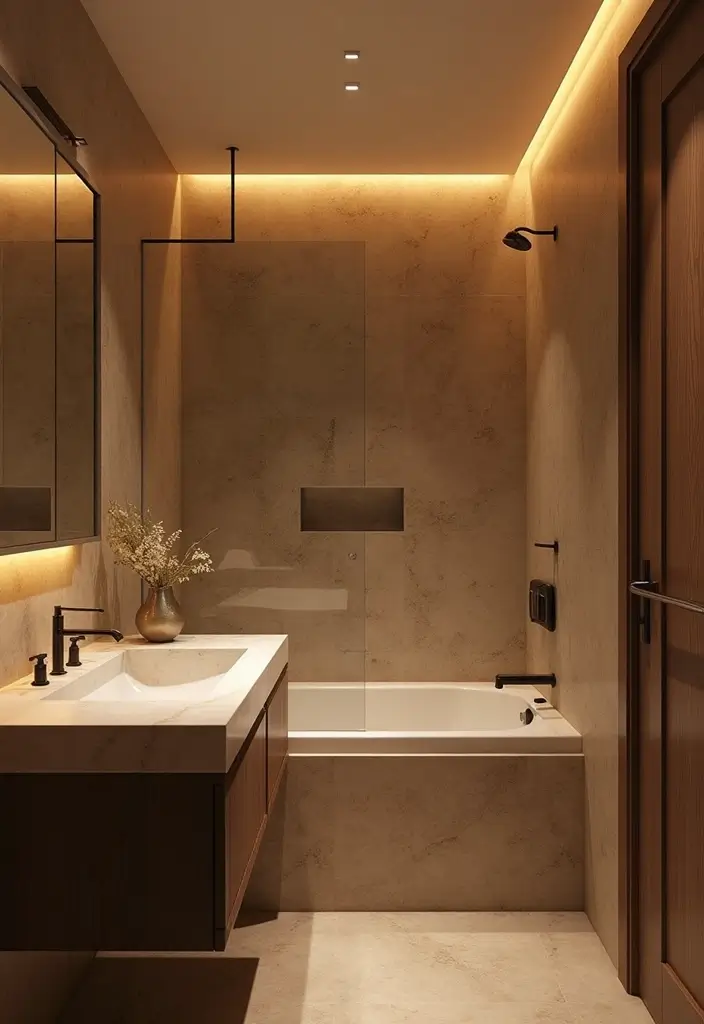 25+ Small Space Bathroom Design Ideas That Maximize Every Inch 15 25+ Small Space Bathroom Design Ideas That Maximize Every Inch - 15. Smart Lighting Solutions