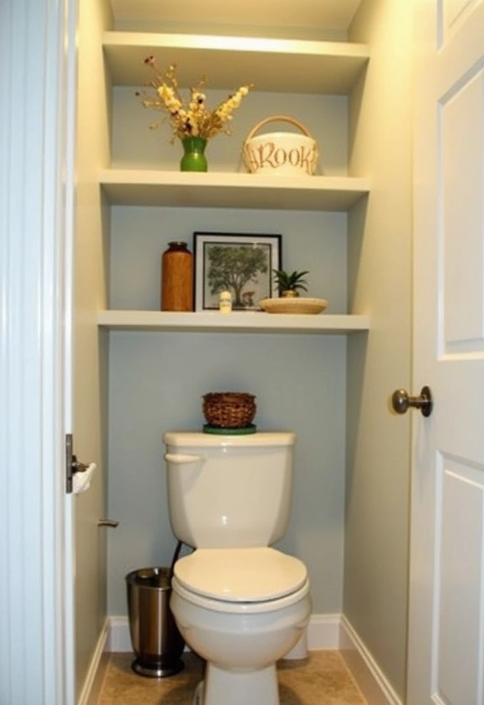 25+ Small Space Bathroom Design Ideas That Maximize Every Inch 18 25+ Small Space Bathroom Design Ideas That Maximize Every Inch - 18. A Shelf Above the Toilet