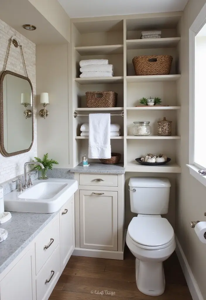 25+ Small Space Bathroom Design Ideas That Maximize Every Inch 21 25+ Small Space Bathroom Design Ideas That Maximize Every Inch - 21. Open or Closed Storage? Choosing Wisely