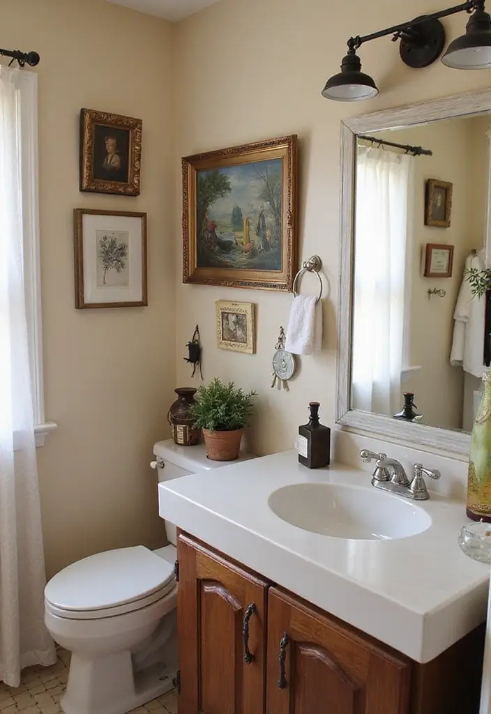 25+ Small Space Bathroom Design Ideas That Maximize Every Inch 23 25+ Small Space Bathroom Design Ideas That Maximize Every Inch - 23. Artistic Touches for a Personal Feel
