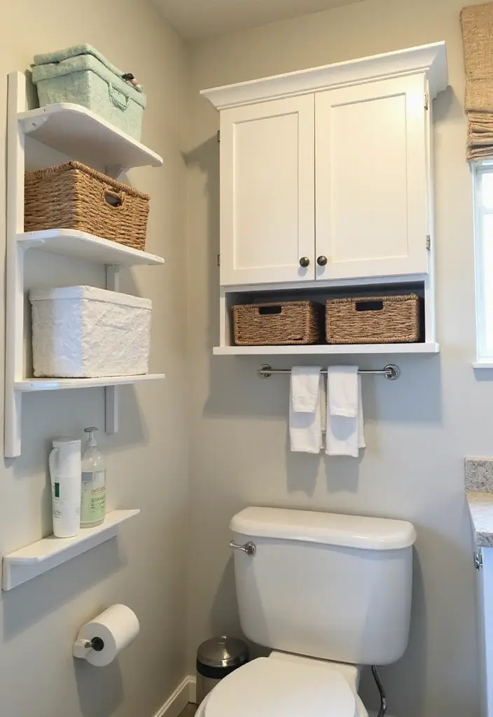 25+ Small Space Bathroom Design Ideas That Maximize Every Inch 3 25+ Small Space Bathroom Design Ideas That Maximize Every Inch - 3. Wall-Mounted Storage Solutions