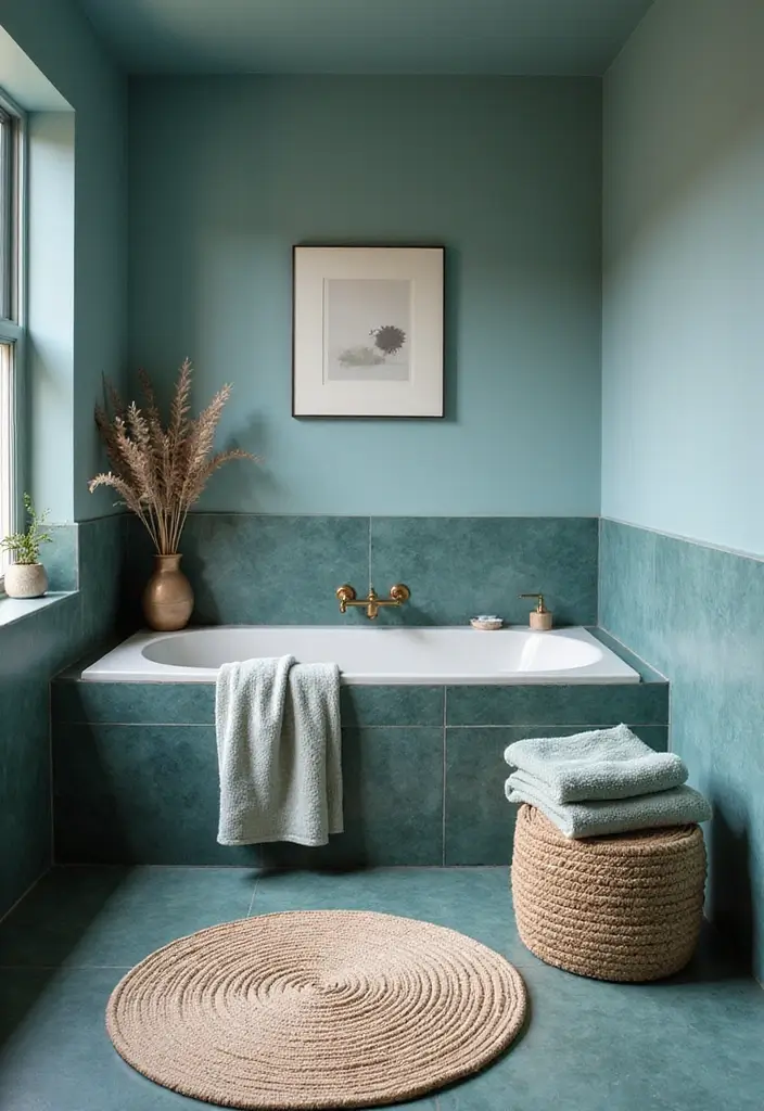25+ Teal Bathroom Ideas for a Fresh Touch 12 25+ Teal Bathroom Ideas for a Fresh Touch - 12. Layered Textures