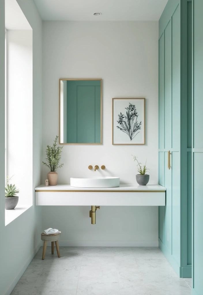 25+ Teal Bathroom Ideas for a Fresh Touch 18 25+ Teal Bathroom Ideas for a Fresh Touch - 18. Minimal Teal Frame Accents