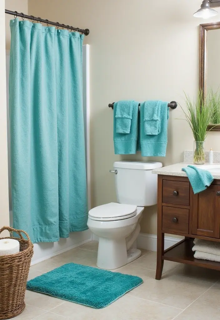 25+ Teal Bathroom Ideas for a Fresh Touch 3 25+ Teal Bathroom Ideas for a Fresh Touch - 3. Teal Accented Accessories