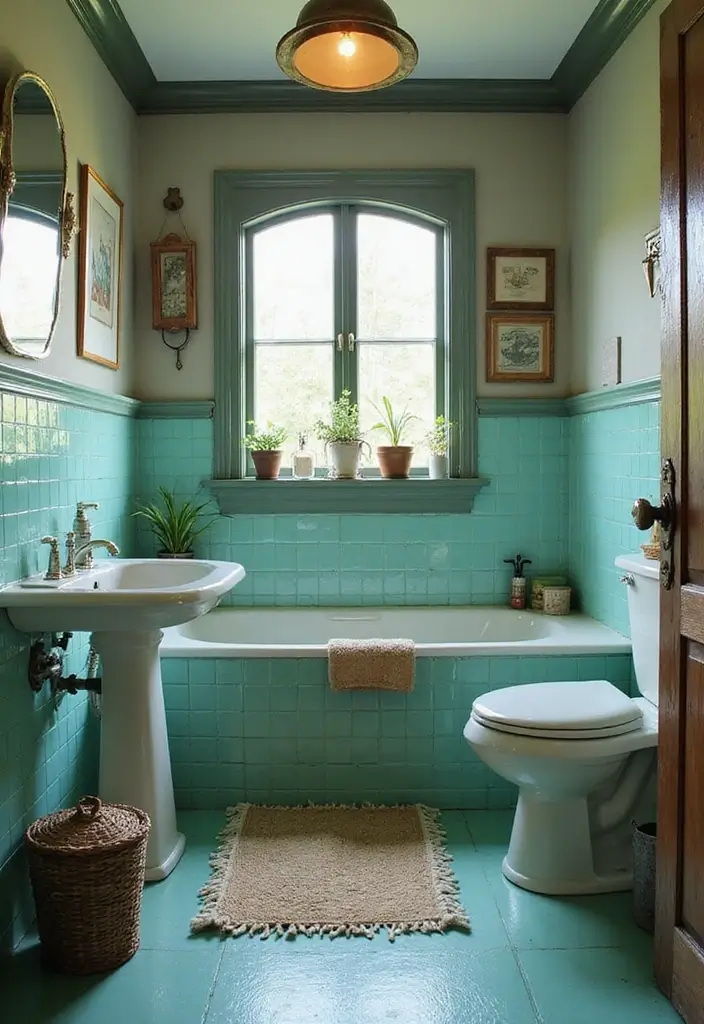 25+ Teal Bathroom Ideas for a Fresh Touch 4 25+ Teal Bathroom Ideas for a Fresh Touch - 4. Vintage Teal Vibes