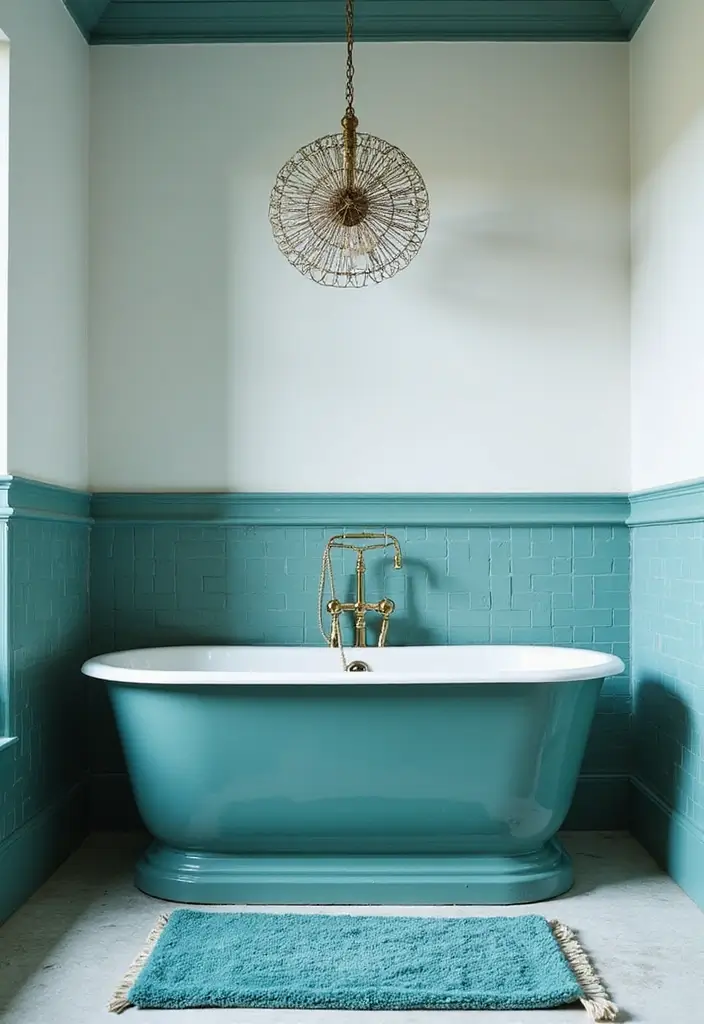 25+ Teal Bathroom Ideas for a Fresh Touch 7 25+ Teal Bathroom Ideas for a Fresh Touch - 7. Teal Statement Bathtubs