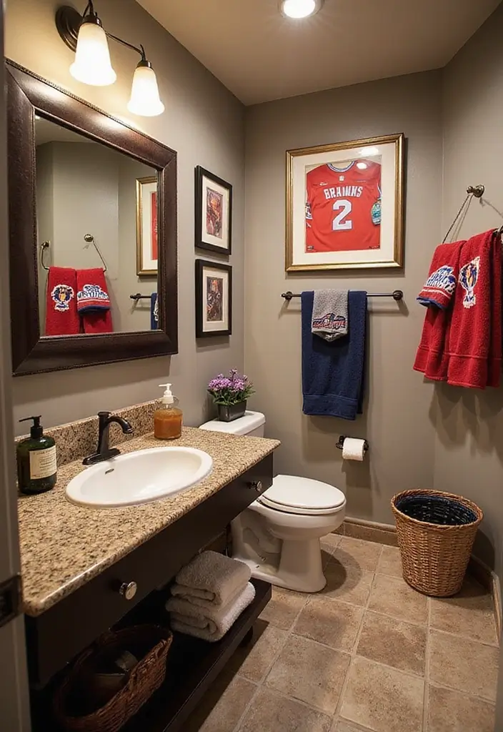 25+ Teen Bathroom Ideas That Are Fun and Stylish - 13. Sports Fanatic