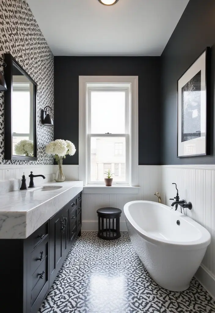 25+ Teen Bathroom Ideas That Are Fun and Stylish - 7. Chic Black and White